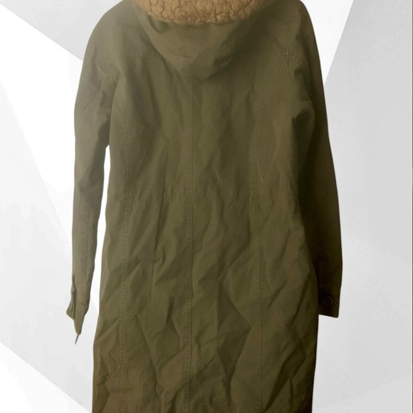 Women’s 12-14 Large Green Buttoned-Up Hooded Linen Coat - Picture 2 of 11